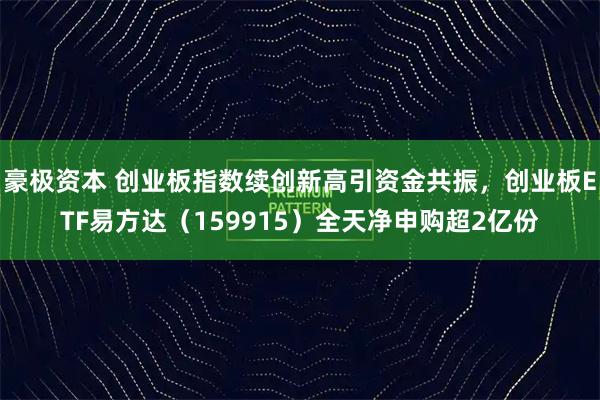 豪极资本 创业板指数续创新高引资金共振，创业板ETF易方达（159915）全天净申购超2亿份